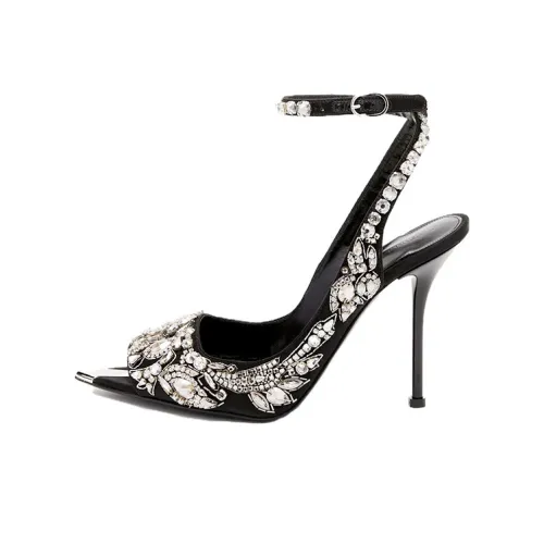 Alexander McQueen Slim Heel One Strap Sandals 10.5cm Women's Black White