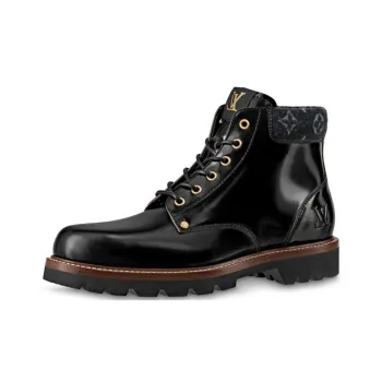LOUIS VUITTON Oberkampf Ankle-Length Martin Boot Men's Black