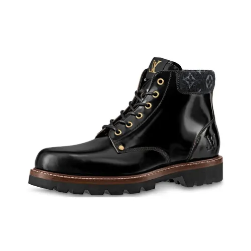 LOUIS VUITTON Oberkampf Ankle-Length Martin Boot Men's Black