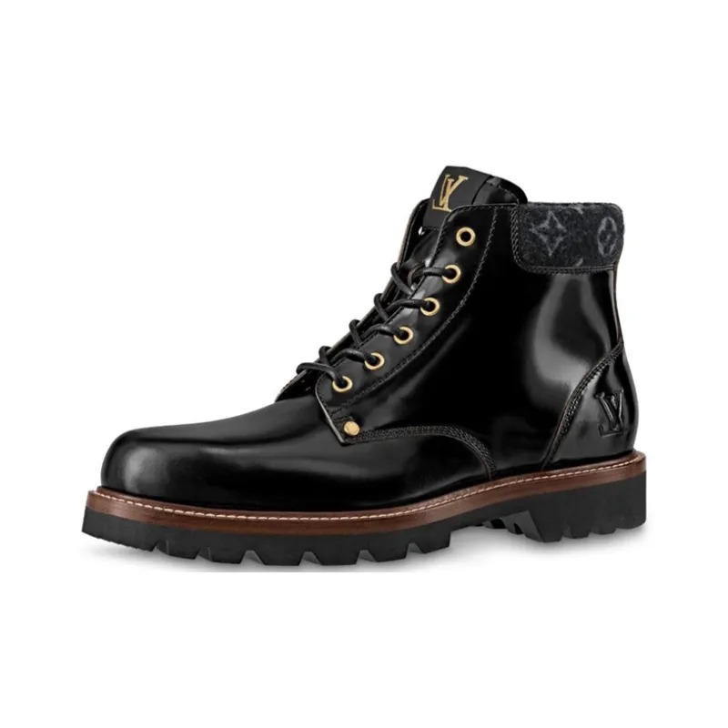 LOUIS VUITTON Oberkampf Ankle-Length Martin Boot Men's Black-0