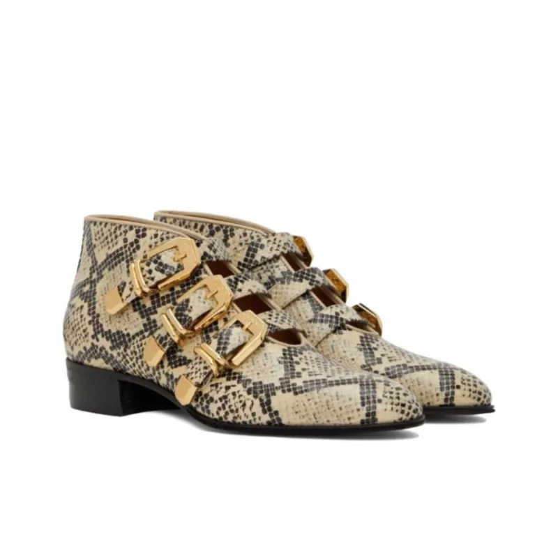 GUCCI Snakeskin-effect Leather Ankle Boots-2