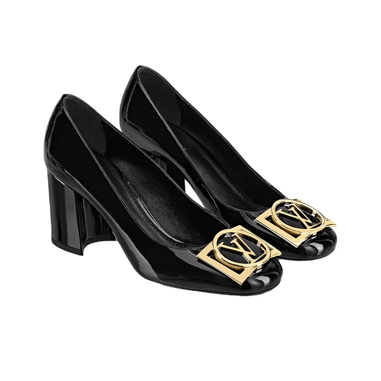 LOUIS VUITTON Madeleine Chunky Heel High Heels Women's Black-2