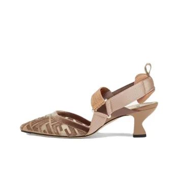 FENDI Colibri Irregular Heel High Heels Women's Beige Brown
