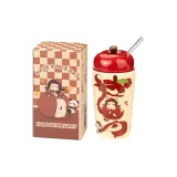 Apple with Lid Straw Mug-Green Leaf Apple