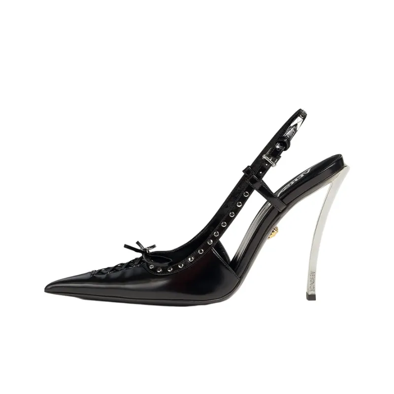 VERSACE Slim Heel High Heels 11cm Women's Black-0