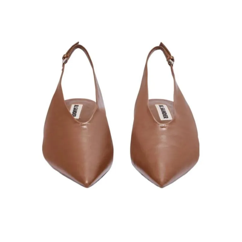 JIL SANDER Pointed-toe Leather Slingback Pumps-3