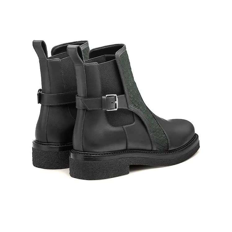 HERMES Distance Ankle Boots Men's Black Green-3