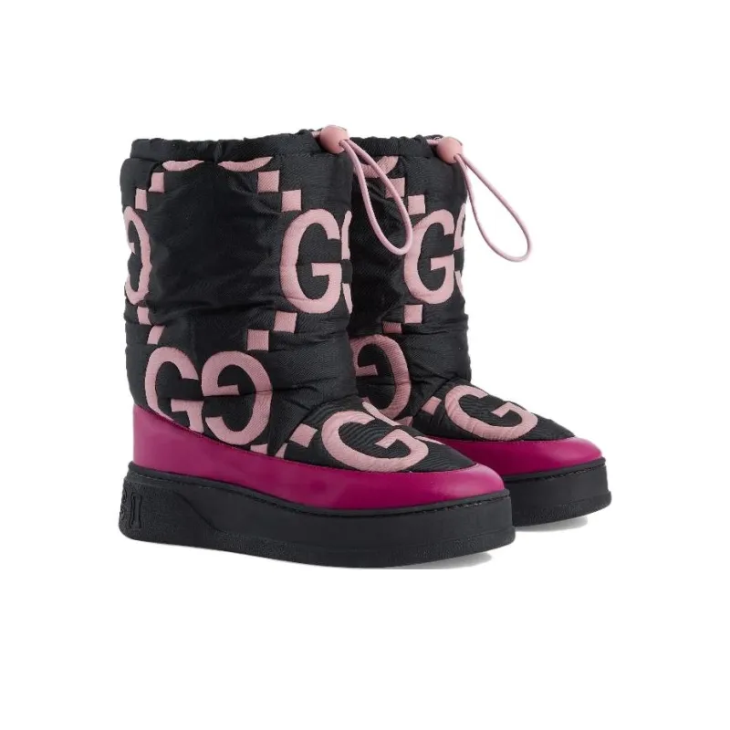 GUCCI Women's Maxi Gg Boot 'Black Pink Matelassé' Women's-3