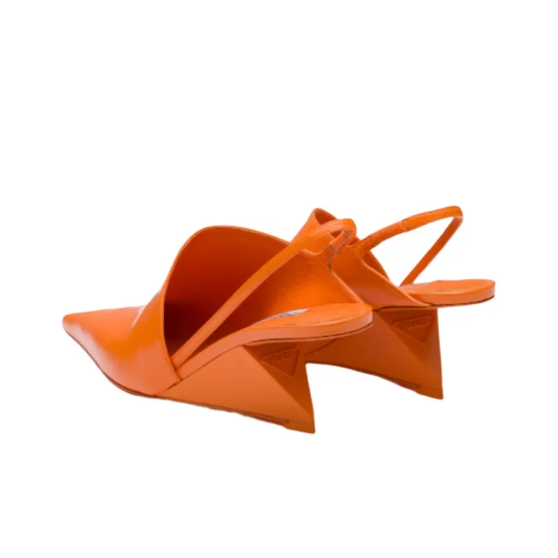 PRADA Wedge Heel High Heels Women's Orange-4