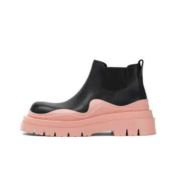 Bottega Veneta Tire Ankle Chelsea Boot Black Pink Women's