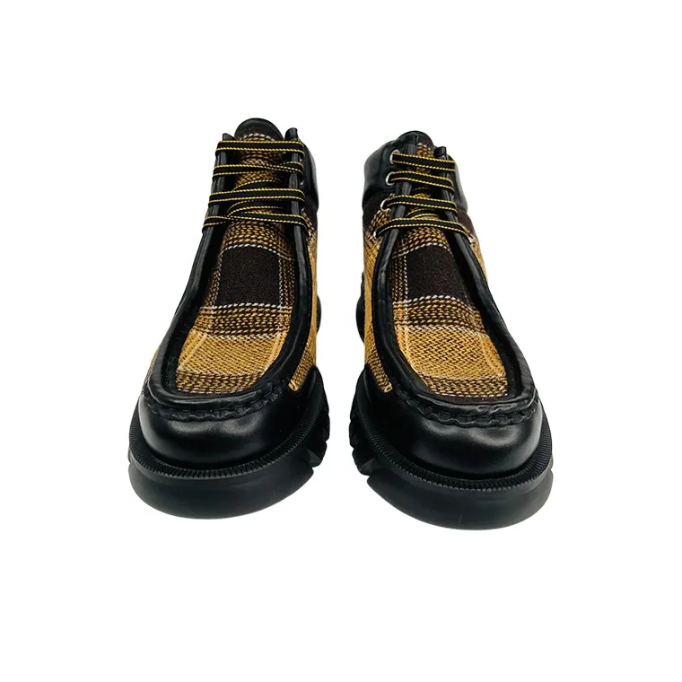 GUCCI Wear-Resistant Short Outdoor Boots Men's Black Yellow-4