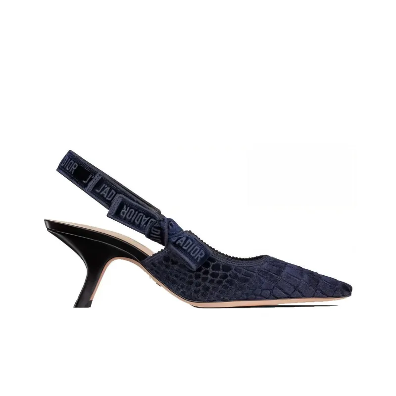 DIOR J'Adior Slingback Pump Irregular Heel High Heels Women's Navy Blue-1