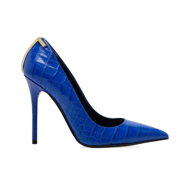 TF Slim Heel High Heels 10.5cm Women's Blue-1