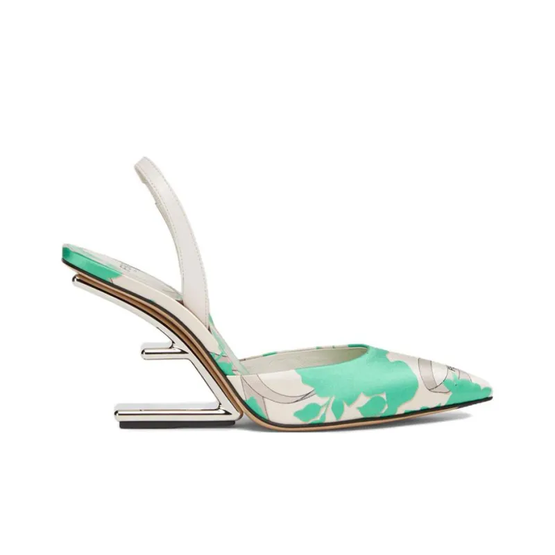 FENDI First Irregular Heel High Heels 6.5cm Women's Green-1