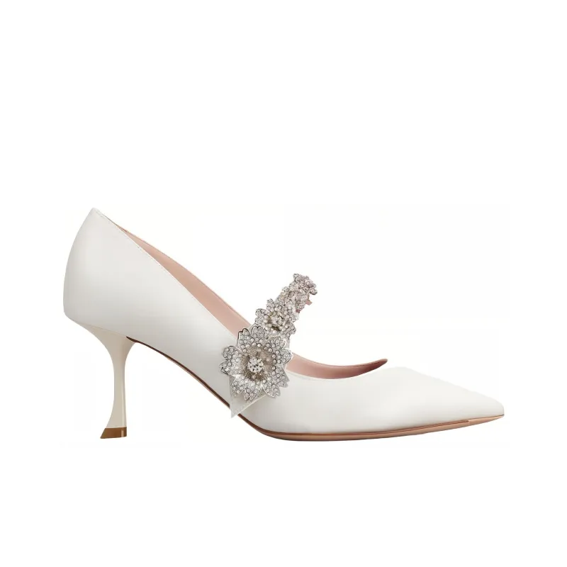 Roger Vivier Bouquet Flower High Heels 6.5cm Women's Beige-1