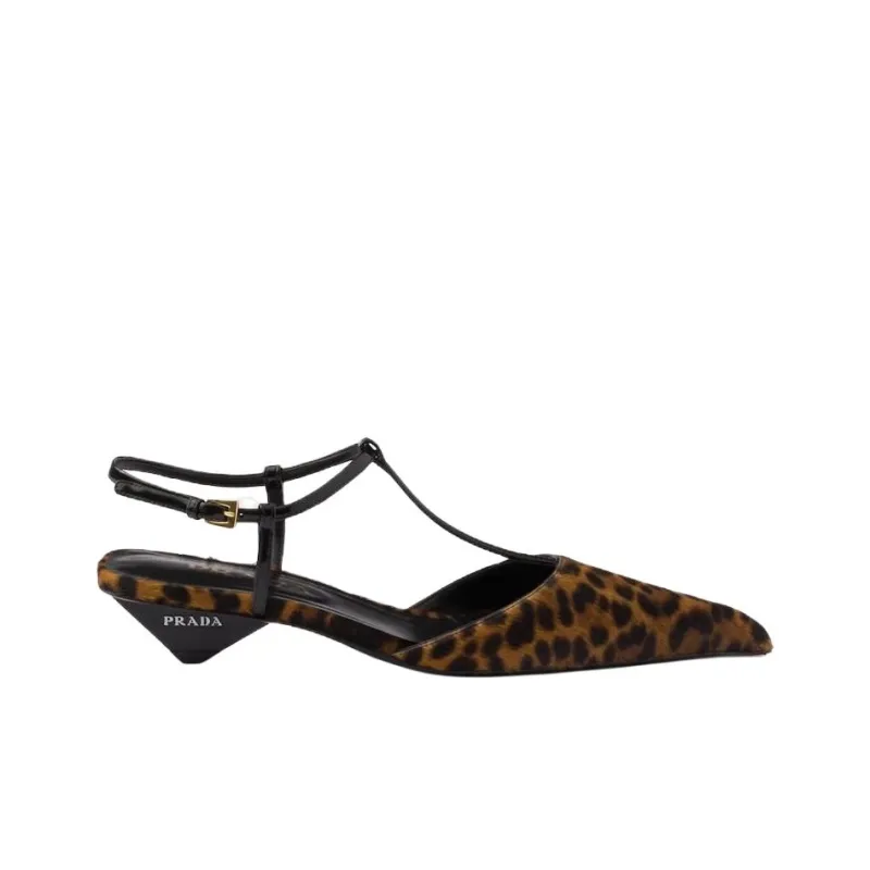 PRADA Cone Heel High Heels 3.5cm Women's Brown-1