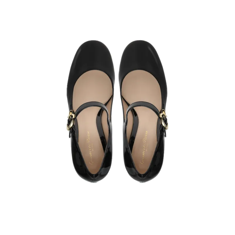 GIANVITO ROSSI Mary Ribbon Chunky Heel High Heels Women's Black-2