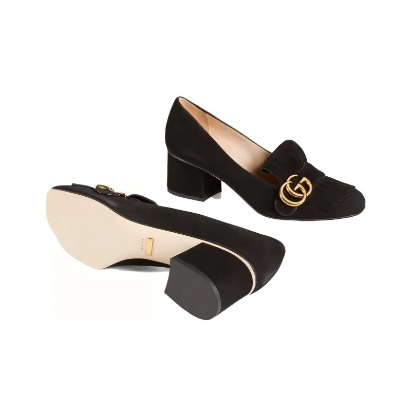 GUCCI Chunky Heel High Heels 5.5cm Women's Black-4
