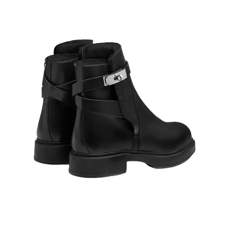 HERMES Ankle Boots Men Black-4
