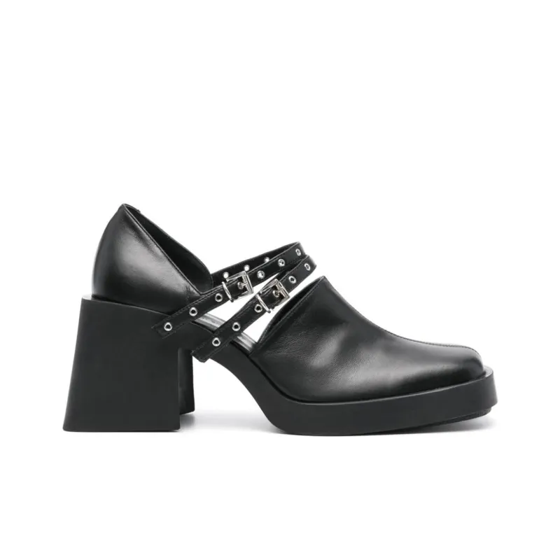 JUSTINE CLENQUET Kim Chunky Heel High Heels 8cm Women's Black-1