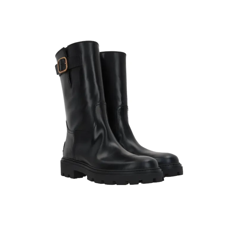 TOD'S Buckle Detailed Round Toe Boots Women's-2
