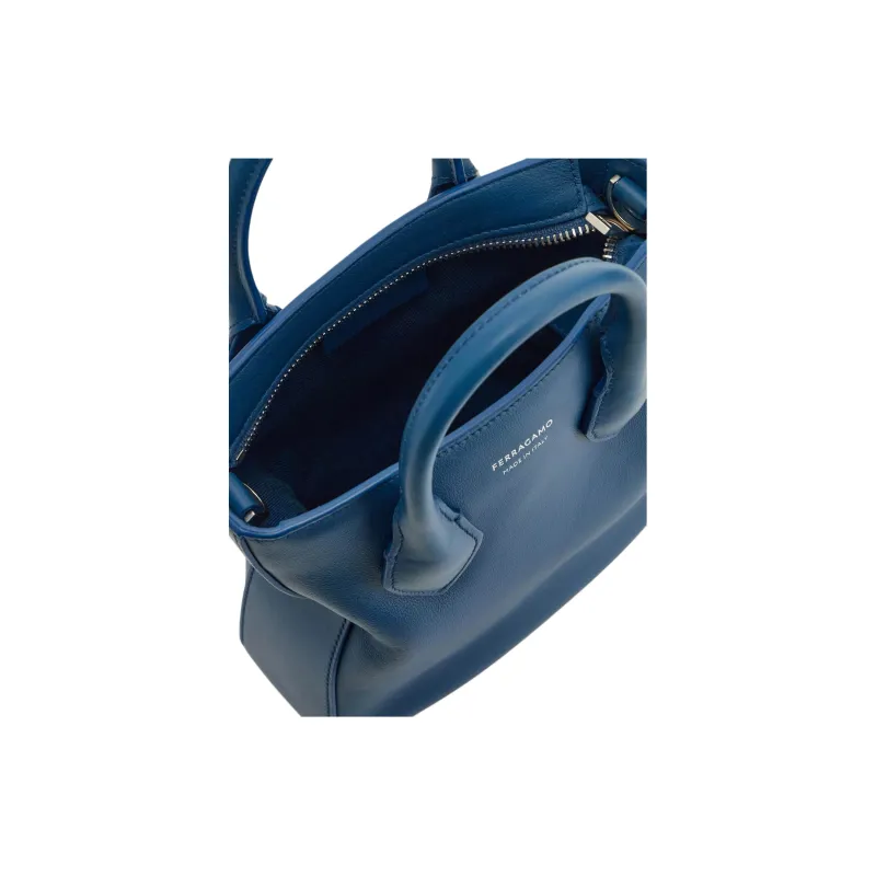 FERRAGAMO Calfskin One Shoulder Handbag Trumpets Men's Teal-4