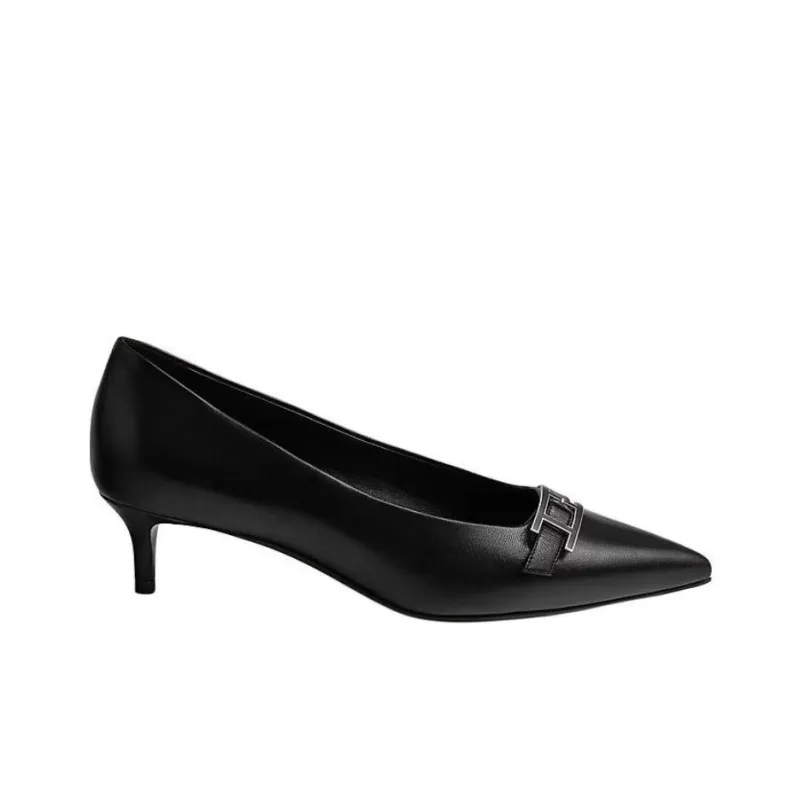 HERMES Blush Slim Heel High Heels 4cm Women's Black-1