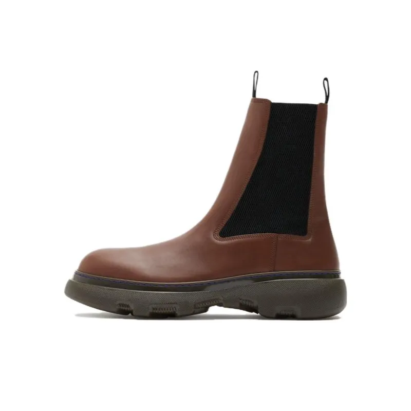 Burberry Short Chelsea Boots Men's Brown-0