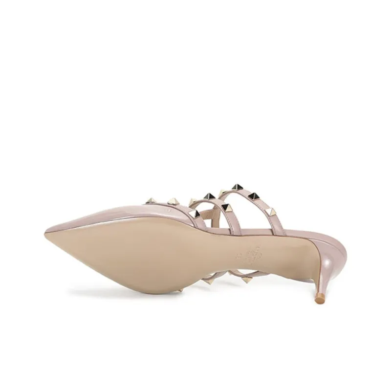 Valentino Rockstud Slim Heel High Heels Women's Pink-5