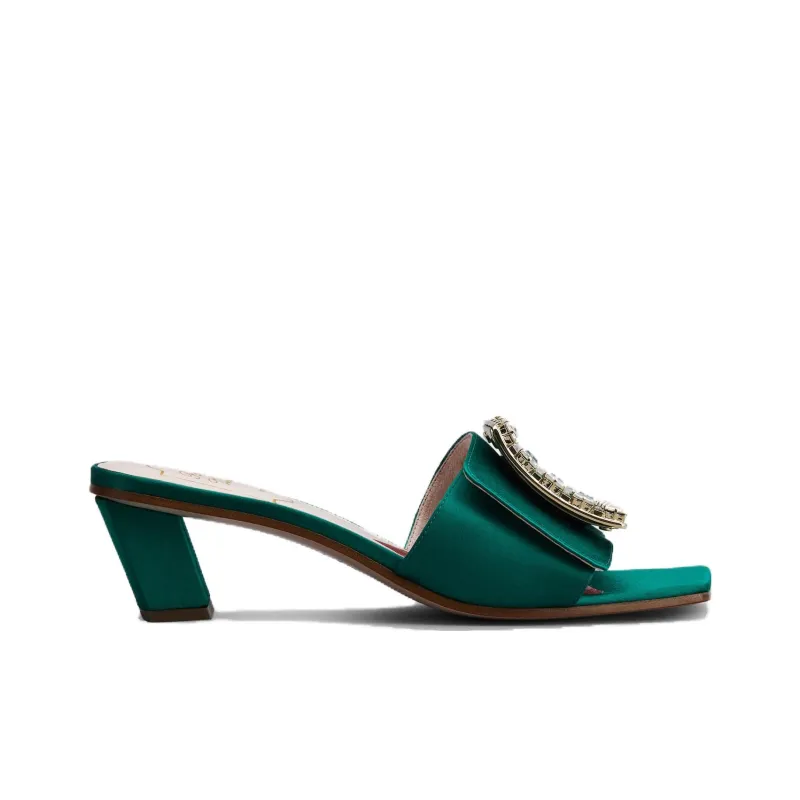 Roger Vivier Biki Love Block Heel Slide Slippers 4.5cm Women's Green-1