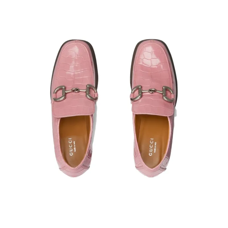 GUCCI Horsebit Chunky Heel High Heels Women's Pink-3