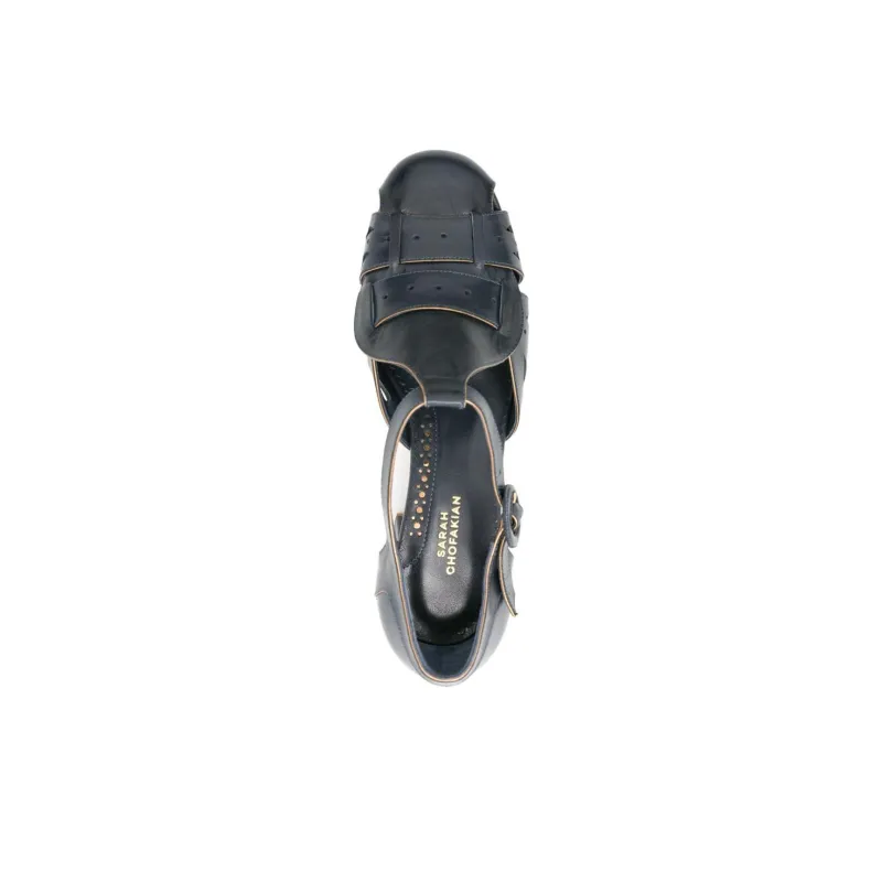 Sarah Chofakian Bastien Chunky Heel High Heels 5cm Women's Dark Blue-3