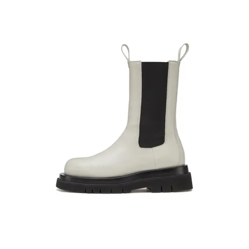 Bottega Veneta Lug Short Chelsea Boots Women's White Black