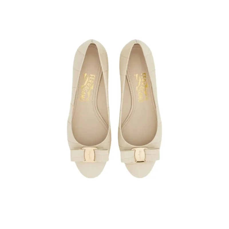 FERRAGAMO Vara High Heels 3cm Women's Beige-4