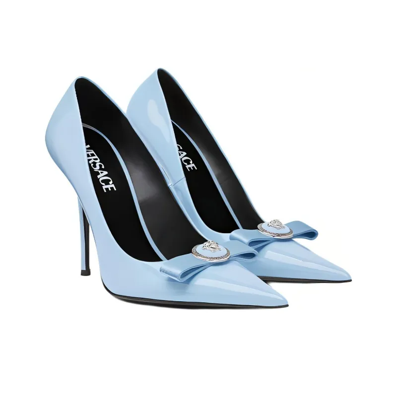 VERSACE Gianni Ribbon 120mm Leather Pumps-2
