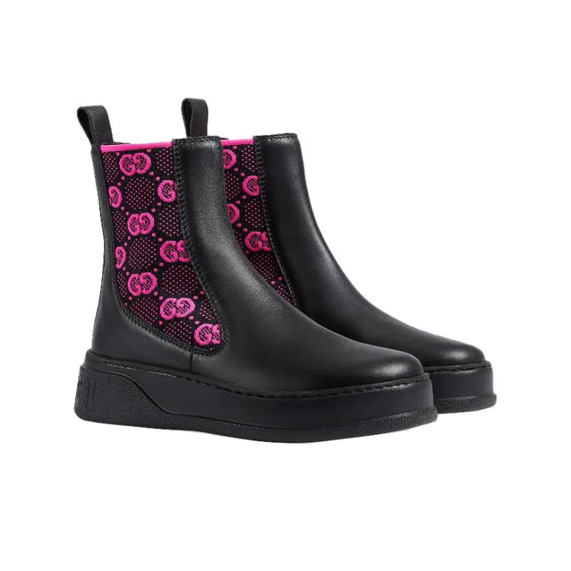 GUCCI Women's Boot 'GG Jersey Black Fuchsia' Women's-2