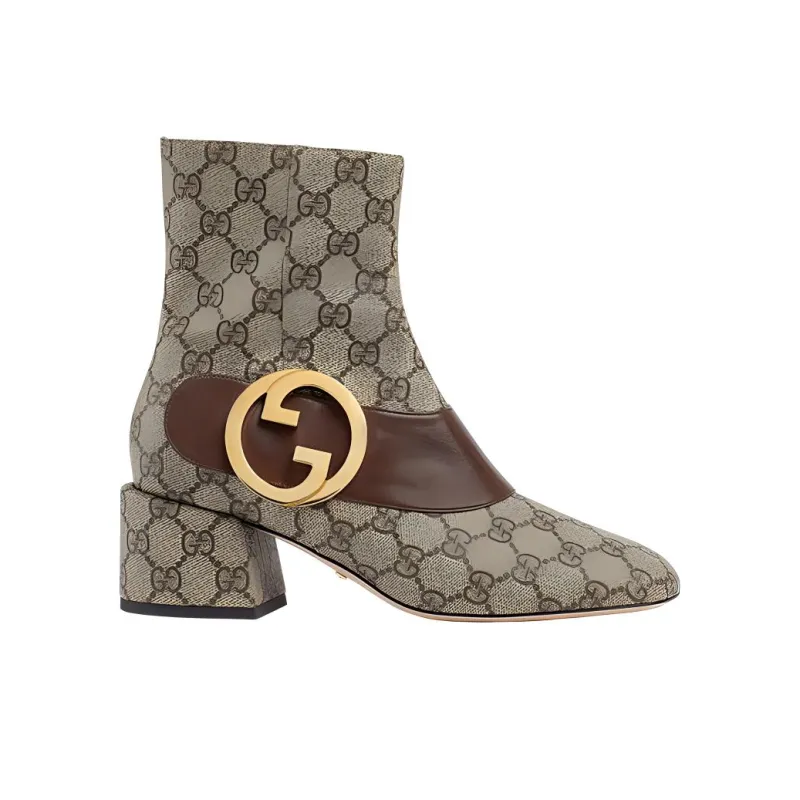 GUCCI Women's Blondie Ankle Boot 'GG Canvas Beige' Women's-1