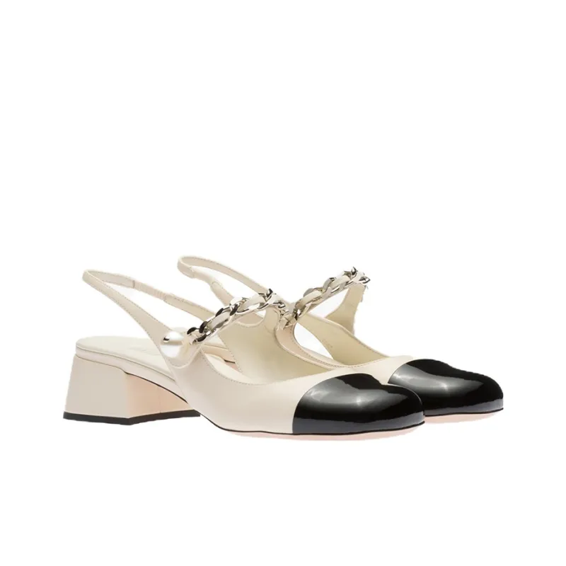 MIU MIU Block Heel High Heels Women's Ivory-2