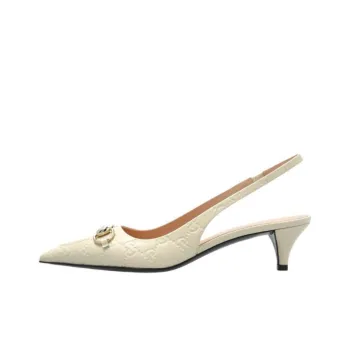 GUCCI Cone Heel High Heels 5.5cm Women's Cream