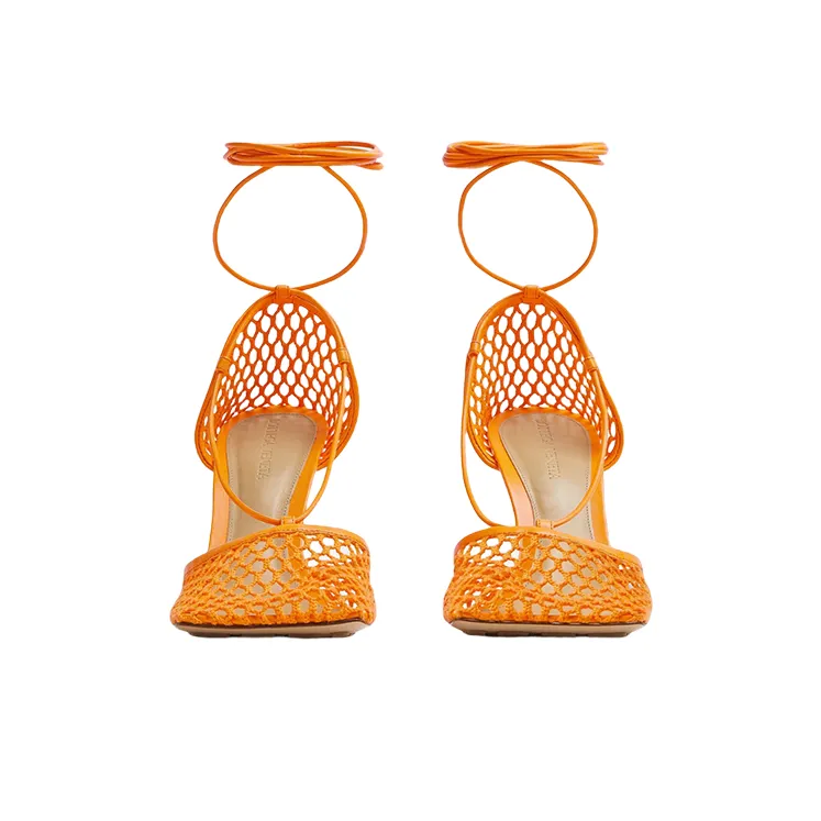 Bottega Veneta Squared Toe Lace Up Sandals Women's-3