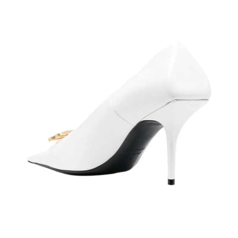 Balenciaga Knife Slim Heel High Heels 8cm Women's White-4