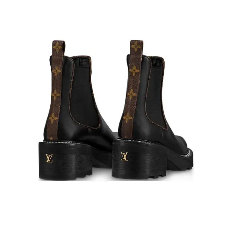 LOUIS VUITTON Lv Beaubourg Chlsea Boots 'Black Brown White' Women's-4