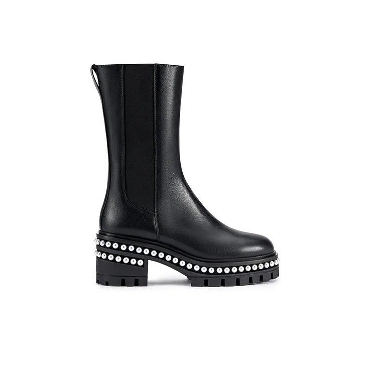 Stuart Weitzman/SW Soho Pearl Chelsea Bootie Crew Chelsea Boots Women's Black-1