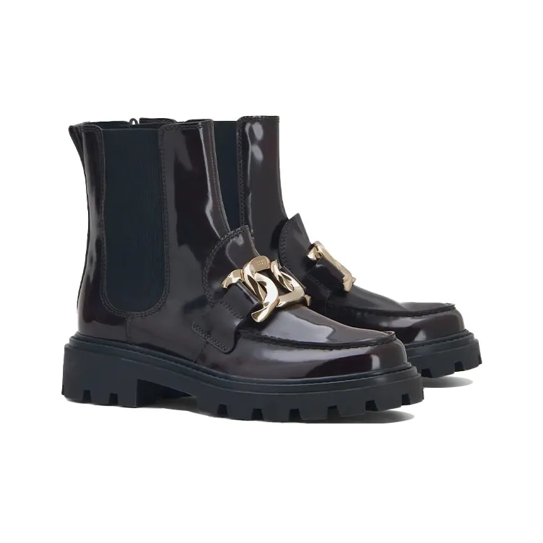 TOD'S Short Chelsea Boots Women's Burgundy-2