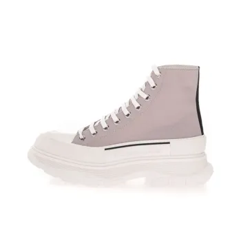 Alexander McQueen Canvas Tread Slick High Top Sneakers 'Grey White'