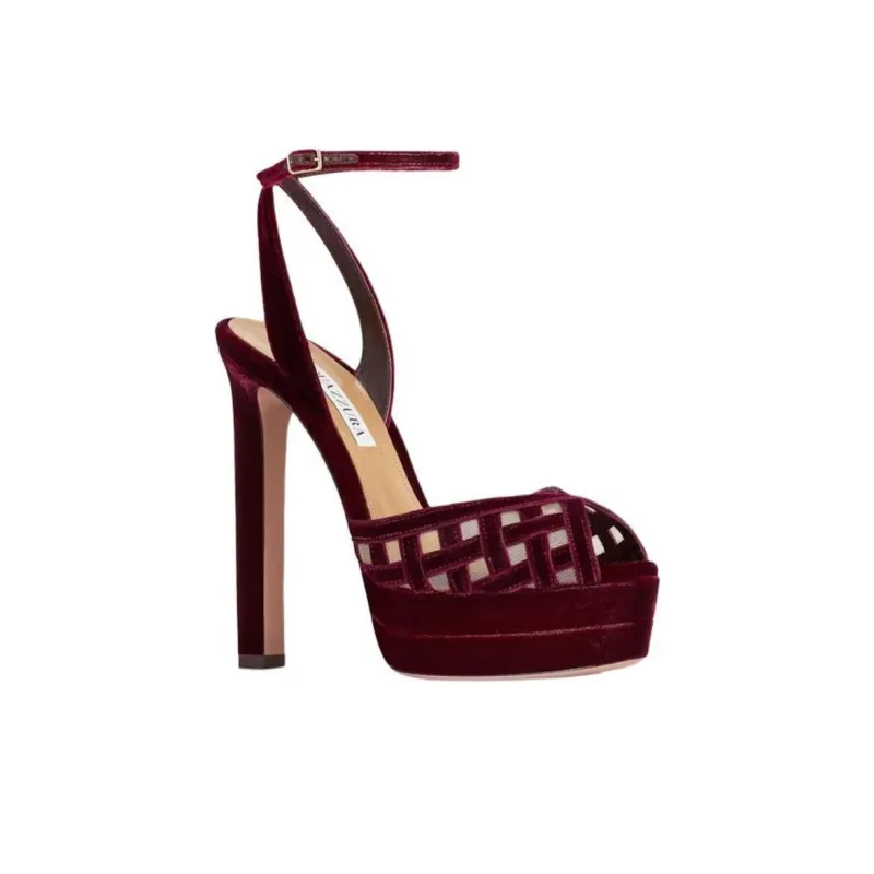 AQUAZZURA Chunky Heel High Heels 13cm Women's Red-3