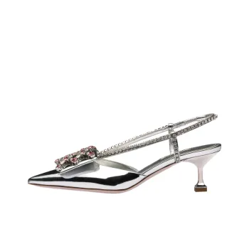 MIU MIU Cone Heel High Heels 5.5cm Women's Silver