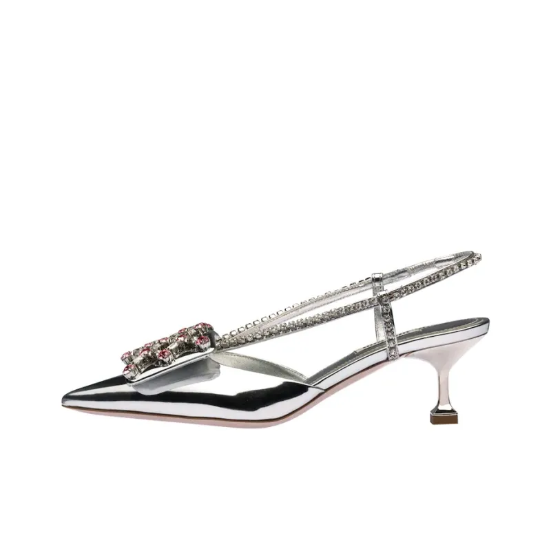 MIU MIU Cone Heel High Heels 5.5cm Women's Silver-0