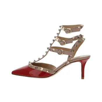 Valentino Rockstud Slim Heel High Heels 6.5cm Women's Red