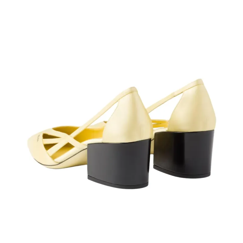 PRADA Chunky Heel High Heels 5.5cm Women's Yellow-3
